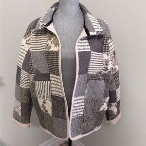 Quilted Patchwork Jacket - Brown/Cream/Black